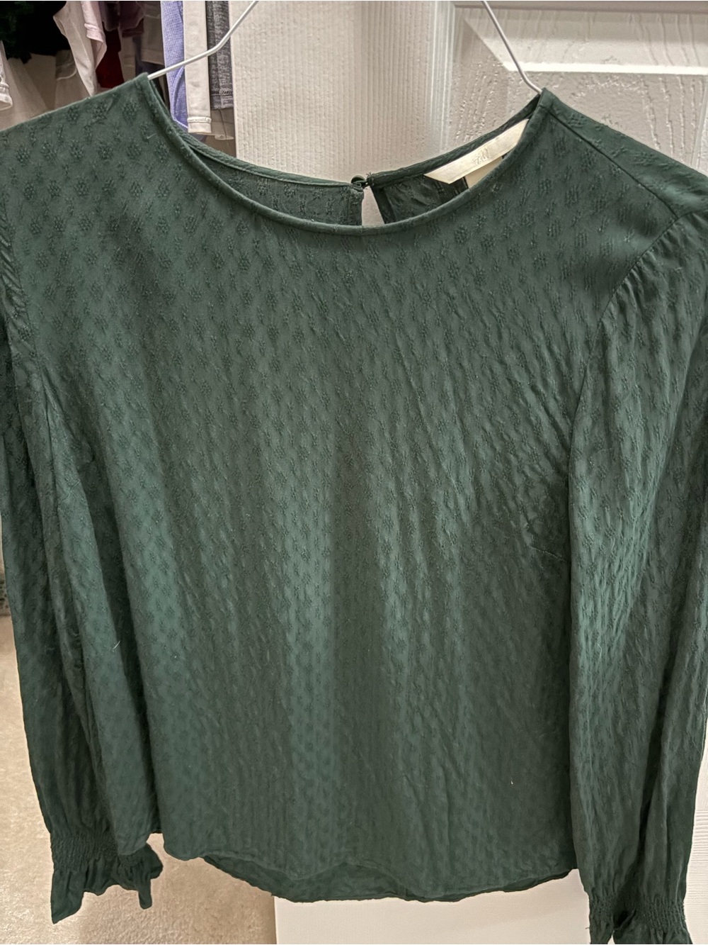 H&M Dark Green Long-Sleeve Textured Top